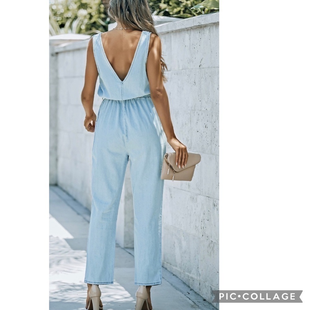 So Cute! Light Denim Jumpsuit - Picture 2 of 4